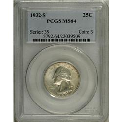 1932-S 25C MS64 PCGS. Light silver-gray overall with a 