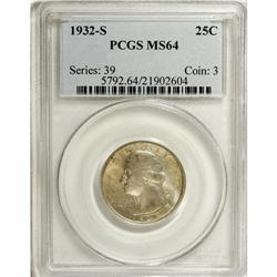 1932-S 25C MS64 PCGS. Sharply struck and highly lustro 