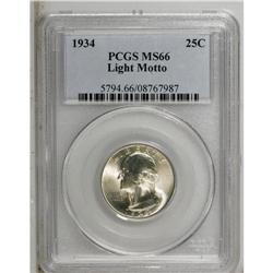 1934 25C Light Motto MS66 PCGS. Well struck and highly 