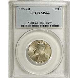 1936-D 25C MS64 PCGS.From The Dale A. Konigsburg Colle 