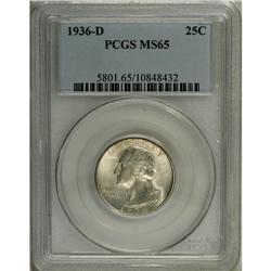 1936-D 25C MS65 PCGS. A touch of gold-gray patina grac 