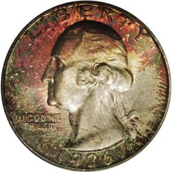 1936-S 25C MS67 PCGS. Splendid sea-green, ruby-red, an 
