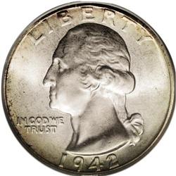 1942 25C MS67 PCGS. Mint State pieces of the 1942-P ar 