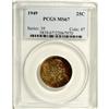 Image 3 : 1949 25C MS67 PCGS. Dappled mauve, crimson, and lime-g 