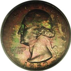 1952-D 25C MS67 PCGS. The deep peach and golden-brown 