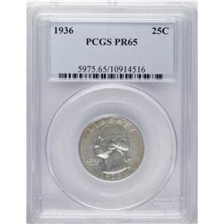 1936 25C PR65 PCGS. Hazy olive-gray patina covers much 