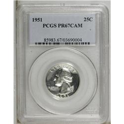 1951 25C PR67 Cameo PCGS. An attractive black-and-whit 