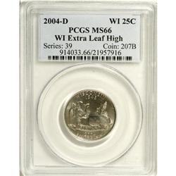 2004-D 25C Wisconsin Extra Leaf High MS66 PCGS, and a 