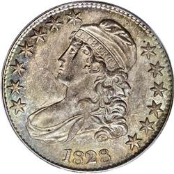 1828 50C Square Base 2, Small 8, Large Letters MS63 PC 