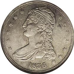 1836 50C Reeded Edge XF45 ANACS. The Reeded Edge halve 