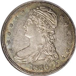 1836 50C Reeded Edge AU53 PCGS. A rare and historic tr 