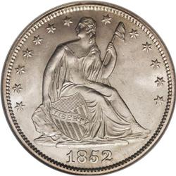 1852 50C MS65 NGC. The low mintage 1852 half dollar is 