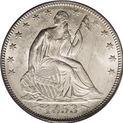 1853 50C Arrows and Rays MS63 PCGS. The introduction o 