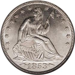 1853 50C Arrows and Rays MS63 NGC. While many numismat 