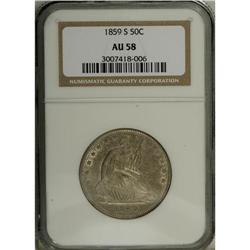 1859-S 50C AU58 NGC. Well struck with only faint typic 