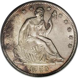 1859-S 50C MS64 PCGS. WB-101. Large Mintmark. A scarce 