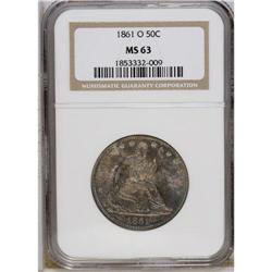1861-O 50C MS63 NGC. Excellent definition is noted on 