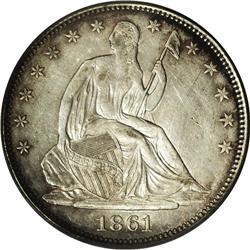 1861 50C Scott Restrike MS62 PCGS. Breen-8002. W-01a. 