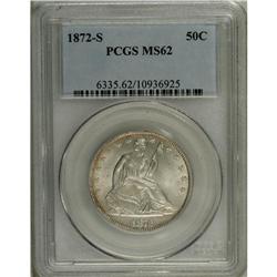 1872-S 50C MS62 PCGS. Softly lustrous with silver-gray 