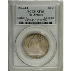 1873-CC 50C No Arrows XF45 PCGS. A pleasing Choice XF 