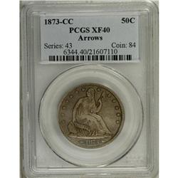 1873-CC 50C Arrows XF40 PCGS. Small Mintmark, or "smal 