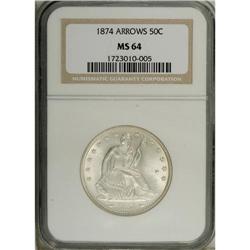 1874 50C Arrows MS64 NGC. Choice and frosty with just 