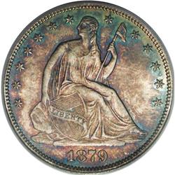 1879 50C MS66 PCGS. A golden-brown Premium Gem with aq 