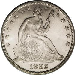 1882 50C MS67 PCGS. Easily one of the finest survivors 