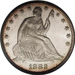 1882 50C MS67 S NGC. Only one other piece has been ce 