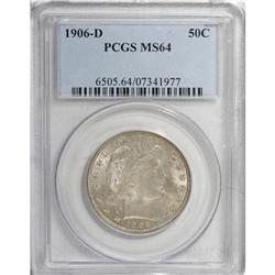 1906-D 50C MS64 PCGS. Subtly lustrous with delicate la 