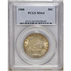 1908 50C MS64 PCGS. Lustrous with soft apricot, rose, 