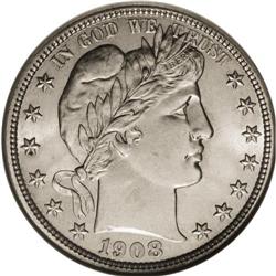 1908-D 50C MS65 NGC. A solidly struck and highly lustr 