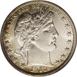 1910-S 50C MS64 PCGS. Autumn-brown graces the peripher 