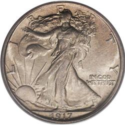 1917-D 50C Reverse MS64 PCGS. Light apricot and dove-g 