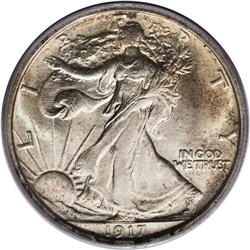 1917-S 50C Reverse MS64 PCGS. Autumn-brown shadings gr 