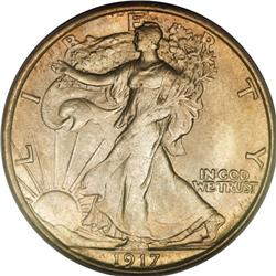 1917-S 50C Reverse MS64 PCGS. A satiny, luminous near- 