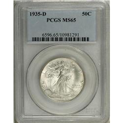 1935-D 50C MS65 PCGS. This silver-gray Gem has a touch 