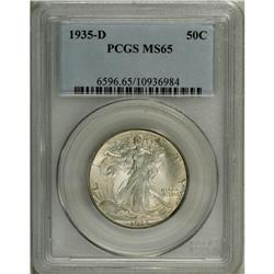 1935-D 50C MS65 PCGS. Subtly lustrous with delicate sk 
