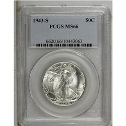 1943-S 50C MS66 PCGS. The devices have nice detail, in 