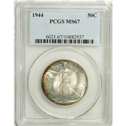 1944 50C MS67 PCGS. Crescents of auburn-gold patina ap 