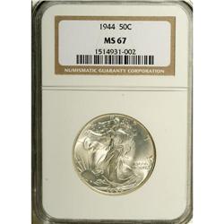 1944 50C MS67 NGC. Solidly struck and highly lustrous 