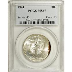 1944 50C MS67 PCGS. A softly lustrous and well struck 