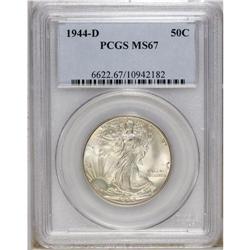 1944-D 50C MS67 PCGS. Lightly gold-toned overall with 