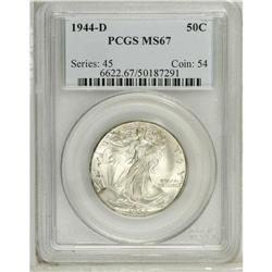 1944-D 50C MS67 PCGS. This lustrous Superb Gem has an 
