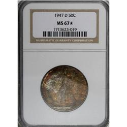 1947-D 50C MS67 S NGC. The final-year 1947-D has emer 