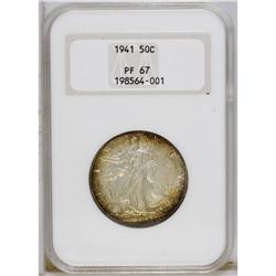 1941 50C PR67 NGC. Vivid multicolored toning gravitate 