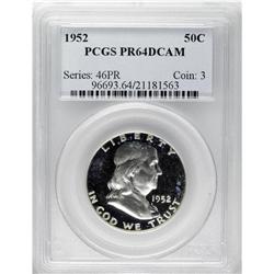 1952 50C PR64 Deep Cameo PCGS. Isolated milk spots in 