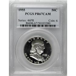1955 50C PR67 Cameo PCGS. A pretty, delicately frosted 