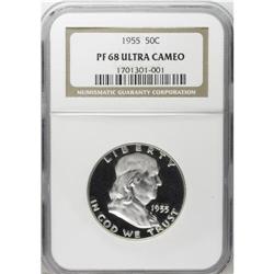1955 50C PR68 Ultra Cameo NGC. A deeply reflective bla 