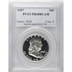 1957 50C PR68 Deep Cameo PCGS. Richly frosted and deep 